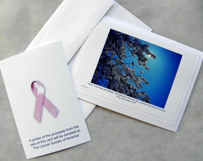 CANCER Support Card designed and produced by Pam Ponsart contains a message of "HOPE" by Emily Dickinson