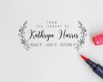 From the library of - Custom Name Stamp - This Book Belongs to - Handmade Stamp - Teacher stamp - Classroom stamp -Custom Rubber Stamp RE960