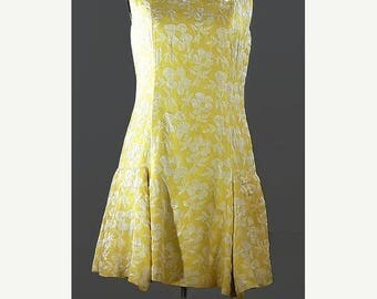 SALE Vintage 1960 Scooter Yellow Brocade Dress. Saks Fifth Ave Scooter Dress