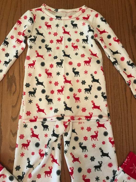 Christmas pajamas,kids Christmas pajamas,knit Christmas pajamas,matching kids Christmas pajamas,reindeer pajamas,red and green pajamas