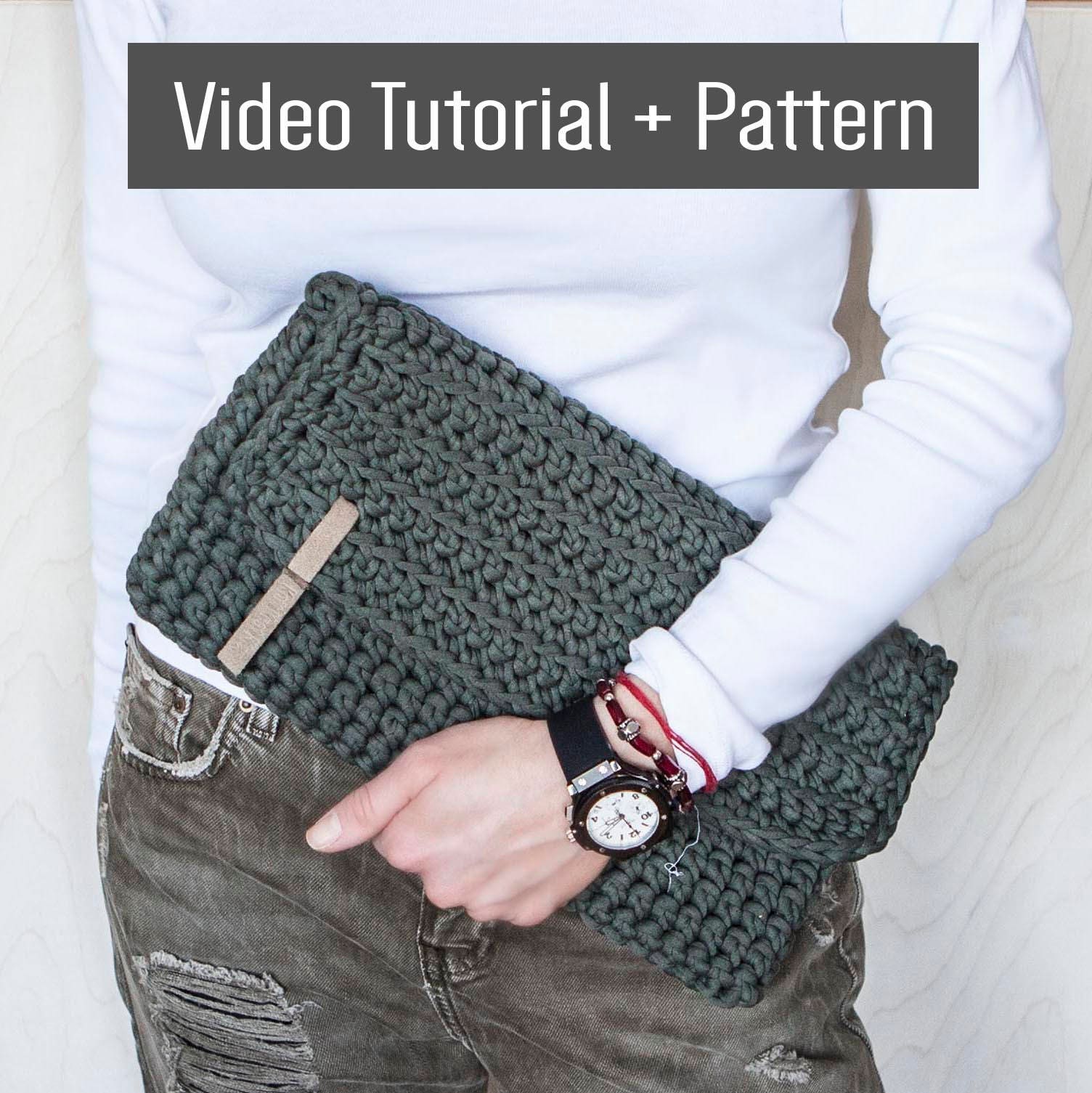 Crochet Chunky Yarn Clutch Bag Video Tutorial and Pattern/