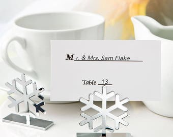 Snowflake Design Place Card / Photo Holders - Winter Wedding Bridal Shower Party Favor 20-100 Qty FC8855