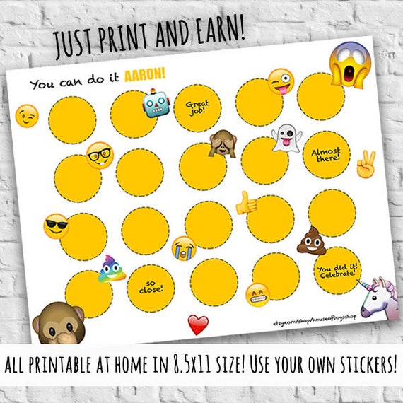 Emoji Incentive & Reward Chart Printable Potty Training Chore Emoji Reward Chart