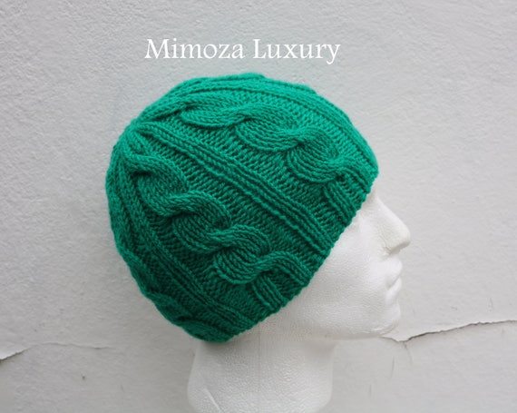 Emerald Green Men's Beanie hat, Hand Knitted Hat in jade green beanie hat, knitted men's, women's beanie hat, winter beanie, green ski hat