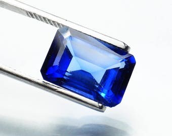 50% OFF - Faceted Blue Sapphire Gemstone - Lab Created Blue Sapphire Stones 13x9x6 mm