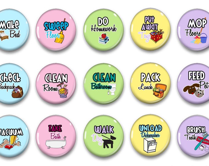 Pastel Chore Magnets - Kids Job Magnets - Pink, Blue , Purle Chore Magnets - Family Organization - Chore Chart Magnets - Visual Routine