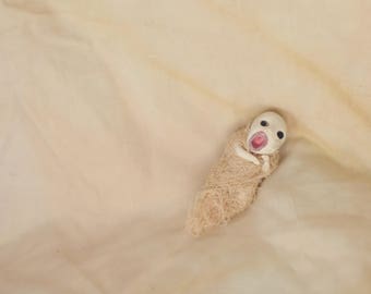 A Hunger Pang - Handmade Mixed Media Poseable Art Doll