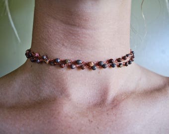 Burnt Orange Double Wrap Choker