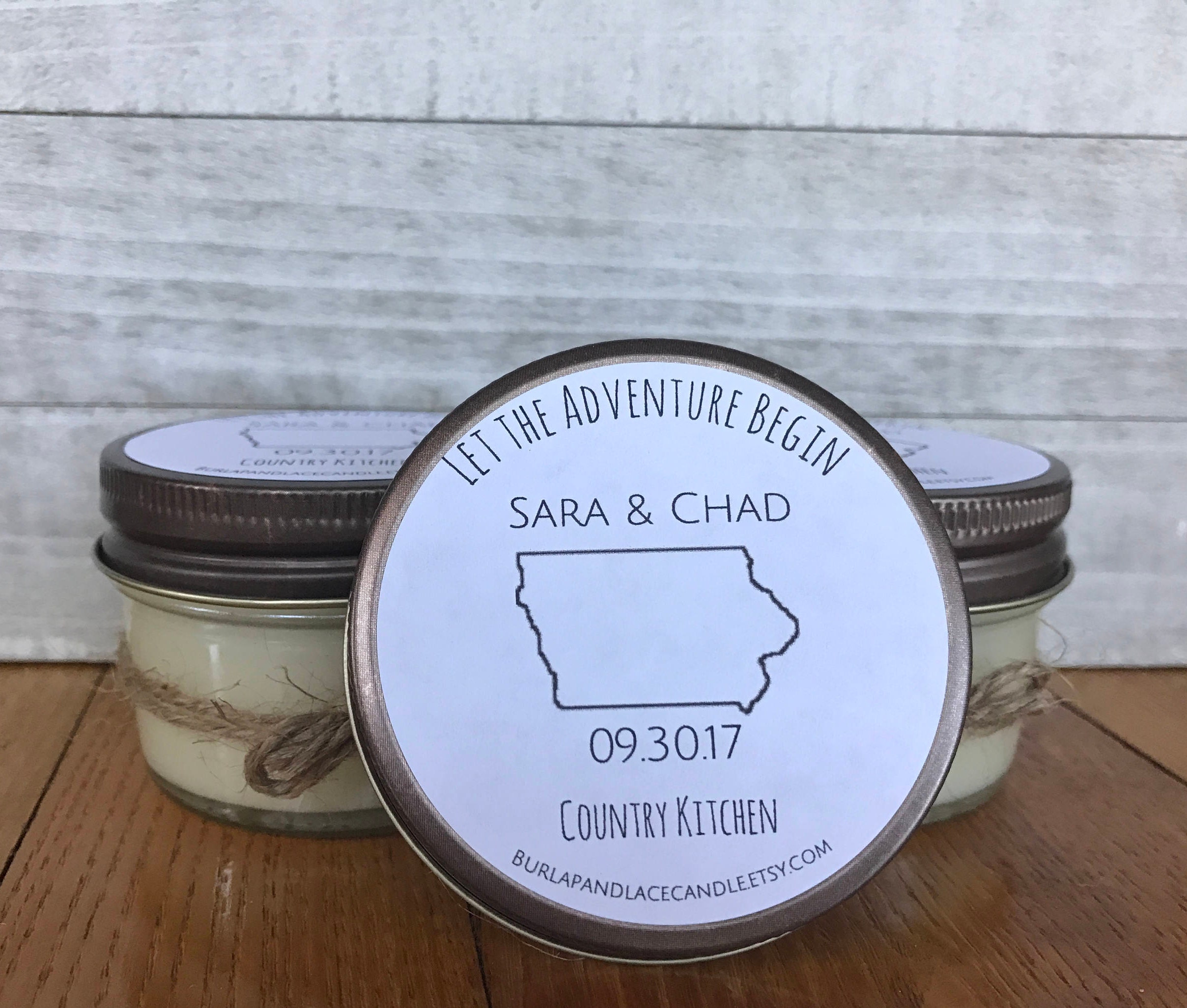 Personalized Soy Wax Jar Candles//Wedding Favors//Choose Your