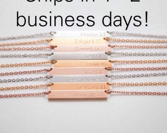 Personalized Bar Necklace - Best Friend Gift - Bible Verse Necklace - Bar Name Necklace - Personalized Necklace - Rose Gold Necklace