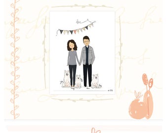 Custom Family Portrait Bespoke Family Portrait Personalized Family Illustration Family Gift Cartoon Family Custom Hand Drawn Illustration