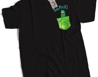 Pickle Rick Portal Pocket T Shirt Rick & Morty Pocket Rick Space Pocket Get Schwifty Wubba Lubba Dub Dub Rick Sanchez Mr Meeseeks