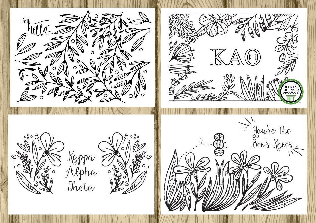 Kappa Alpha Theta | 14 Coloring Notecards | Sorority Recruitment Bid ...
