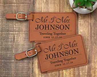 Personalized Luggage Tags - Set of 2 - Mr & Mrs Luggage Tags - Traveling Together - Wedding Gift - Customized - Travel Tag - Luggage Tag
