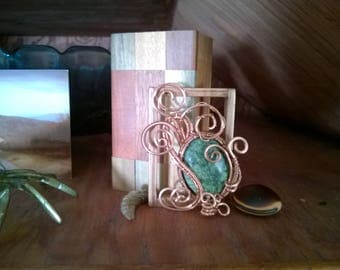 Paisley inspired, hand made one of a kind solid copper and Russian Seriphite brooch pin.