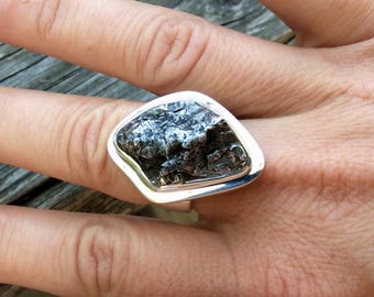 Meteorite ring | Etsy