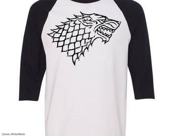 Game of Thrones House Stark Raglan T-Shirt. Game of Thrones Shirt. House Stark Shirt. Game of Thrones Shirts. Raglan T Shirt. S - 3XL.