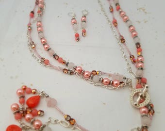 Silver Three Strand Lariat Necklace
