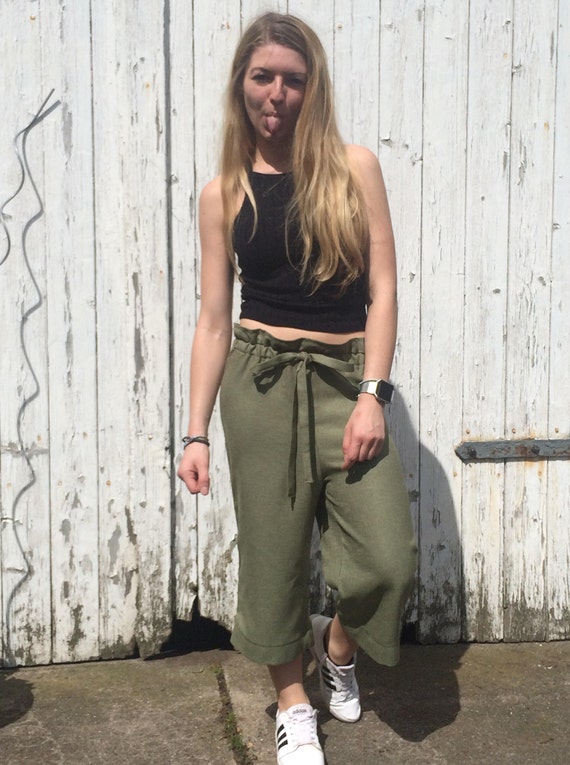 Culotte Hose mit Schleife / Breite Bein Hose / Damenhosen Culotte Hose mit Schleife / Breite Bein Hose / Damenhosen