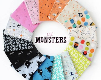 Lil Monsters Fat Quarter Bundle - by Cotton + Steel - Halloween 2017 complete collection, 16 prints - 100% quilting cotton