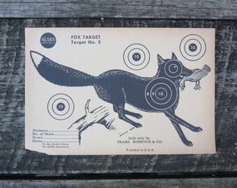 Vintage Target J.C. Higgins Fox Goose Target - Paper Target No. 5 Sears Shooting target - Vintage rifle target Hunting target Rustic Decor b