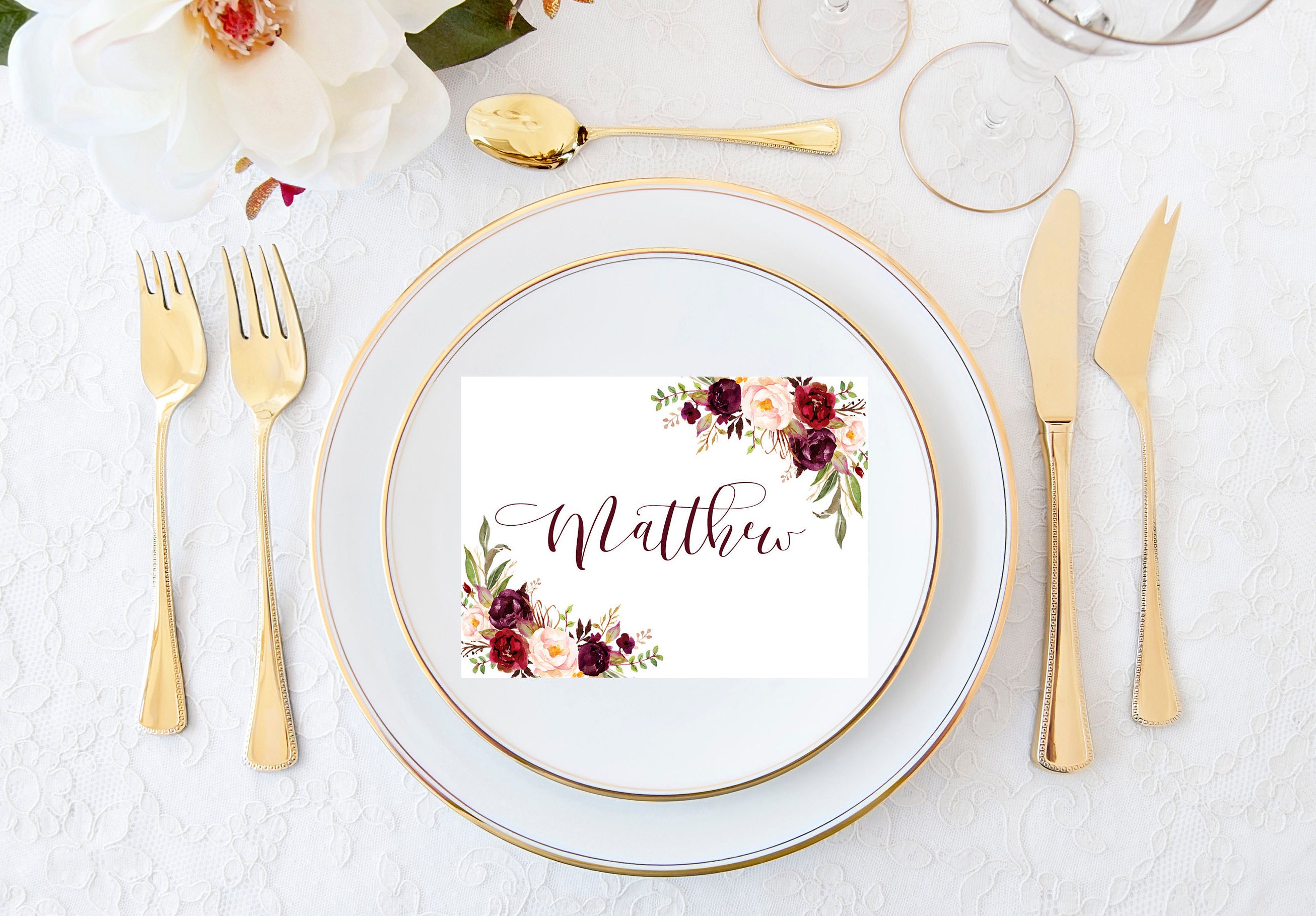 Printable Wedding Place Cards, Marsala Escort Cards, Rustic place ... Printable Wedding Place Cards, Marsala Escort Cards, Rustic place ...