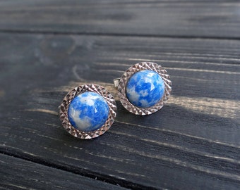 Lapis lazuli natural gemstones wedding cufflinks/for/groom gift/for/men white blue gems birthstone jewelry men birthday gift/for/husband