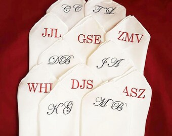 Embroidered Silk Pocket Square - Pocket Square – Groomsmen Gift – Men’s Pocket Square - Wedding Favor - Suit Pocket Square -