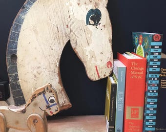 Vintage rocking horse head, horse wall hanging, vintage horse, folk art, kids room decor, Amercicana
