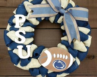 Penn state wreath burlap wreath NCAA wreath football wreath college football wreath team wreath**message me about other teams**