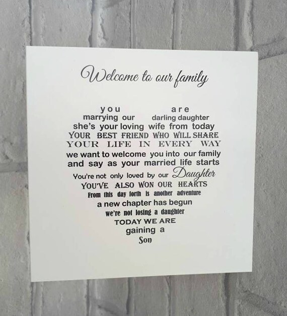 Wedding Day Son in Law card to the family new son in