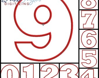 Block Applique Numbers Embroidery Design 4x4 5x7 6x10 7x10 8x10 in 9 formats-Instant Download-David Taylor Digitizing Font Fonts Letters