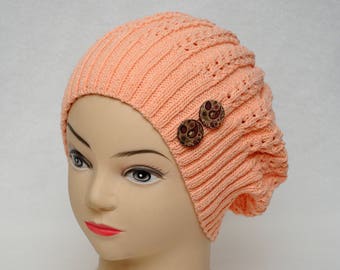 Beige Women Hat Knit Hat Knit Beanie Women Beanie Hand knitted hat Lace Beanie Chemo hat wife gift For Women Gift for hostess Gift for mom