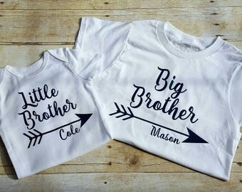 Personalized big brother, little brother shirts, sibling shirt, matching shirt sets, matching brother shirts!
