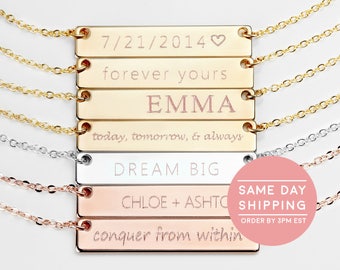 Custom Name Necklace Bridesmaid Gift Name Bar Necklace Personalized Best Friend Necklace - 4N