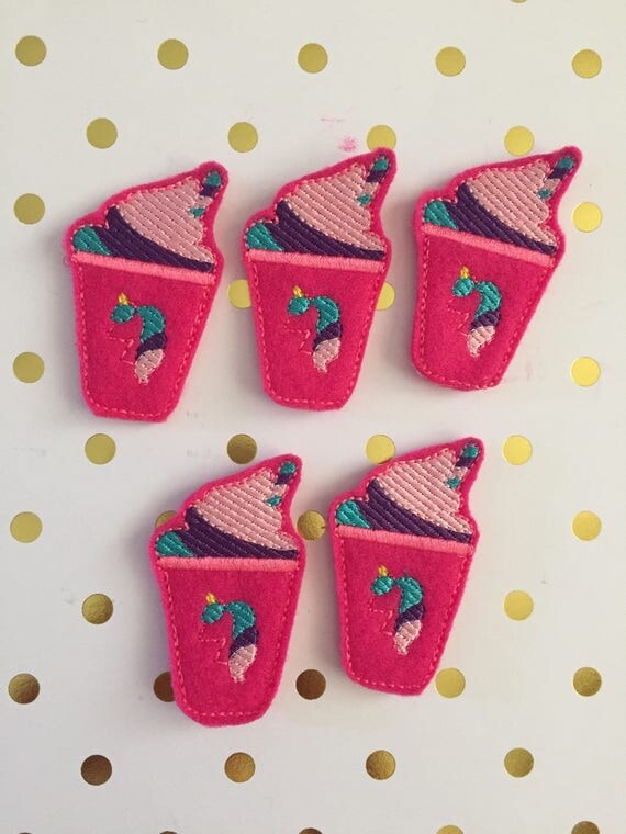 Oversized Unicorn Frappucino Felties/Felt Embellishments/Planner Supplies/Planner Feltie/Wholesale Felties/Bow Embellishments/Unicorn Feltie