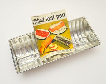 Vintage Ribbed Aluminum Loaf Pan by Progressus, For Cakes, Meat Loaf, Breads, Jello Molds, 1970s
