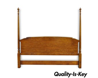 Vintage Drexel Federal Style Banded Mahogany King Size Headboard Poster Bed C
