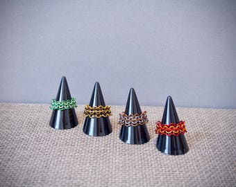 Harry Potter Rings | Chainmail | Hogwarts House Ring | Ring Set | Aluminium | Sensitive Skin | Unique Gift | UK Size N