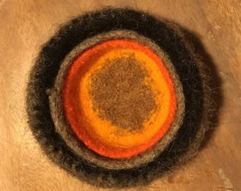 Set of 3 Gray Green hand felted nesting bowls