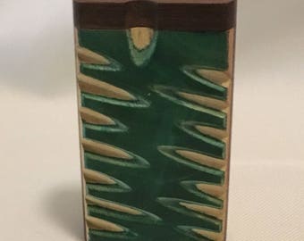 handcrafted wooden wood dugout set swivel top spring loaded tobacco pipe nice quality!