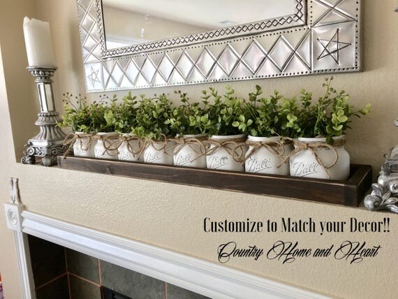 Mason Jar Decor Mason Jar Centerpiece with Boxwood Tray with Mason Jar Decor Mason Jar Centerpiece with Boxwood Tray with