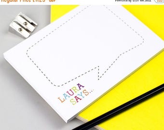 ON SALE Colourful Speech Bubble Personalised Notepad - Personalised Notepad - Personalised Stationery - Note Card