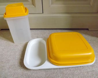 Boîte De Conservation Tupperware Triangulaire Vintage - Orange - Avec Poignée - Années 80/90