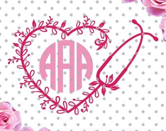 Nurse svg, stethoscope svg, nurse stethoscope svg, flower svg, DXF, Cricut Design Space, Silhouette Studio, doctor svg, nurse life svg