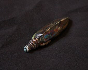 Iridescent Raku Ceramic Insect Brooch