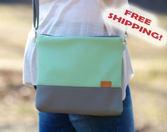 Bags Gift for women Mint Handbag Crossbody bag Womens gift Gift for her Shoulder bag Faux Leather bag Vegan gift Bags and Purses