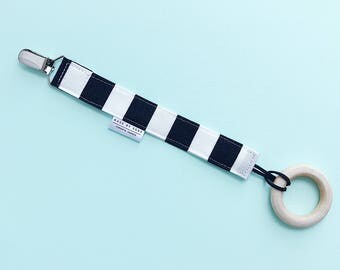 Black and White Clip - Stripe Clip - Gender Neutral Pacifier Clip - Pacifier Clip - Binky Clip - Soother Clip - Toy Clip - Universal Clip