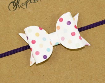 Plum headband. Polkadot bow headband. Fall headbands. Baby girl headbands. Newborn headbands. Purple headbands. White headbands.