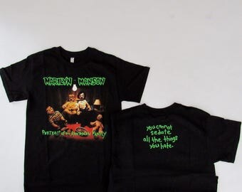 Brand New Classic Old School Marilyn Manson Portrait Of An American Family 2 Sided Shirt Small, Medium, Large and Free Same Day Shipping!